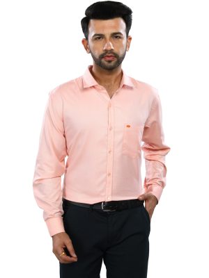 Executive Cotton Blend Orange Shirt with micro design